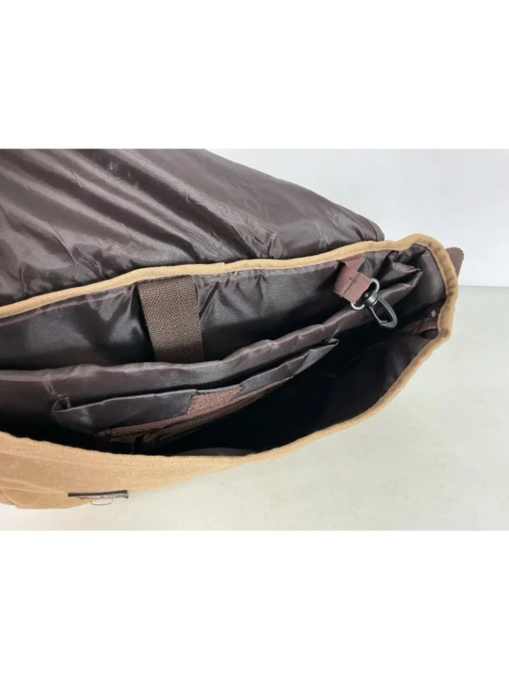 Wells Fargo Tan Canvas Brown Leather Messenger Bag Utility Crossbody